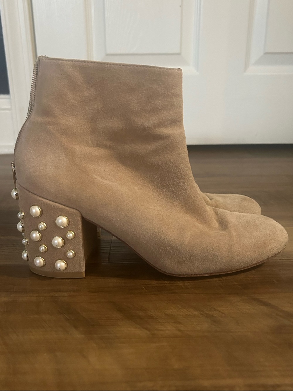 Stuart Weitzman Bacari Pearl Stud Block Heel Boots